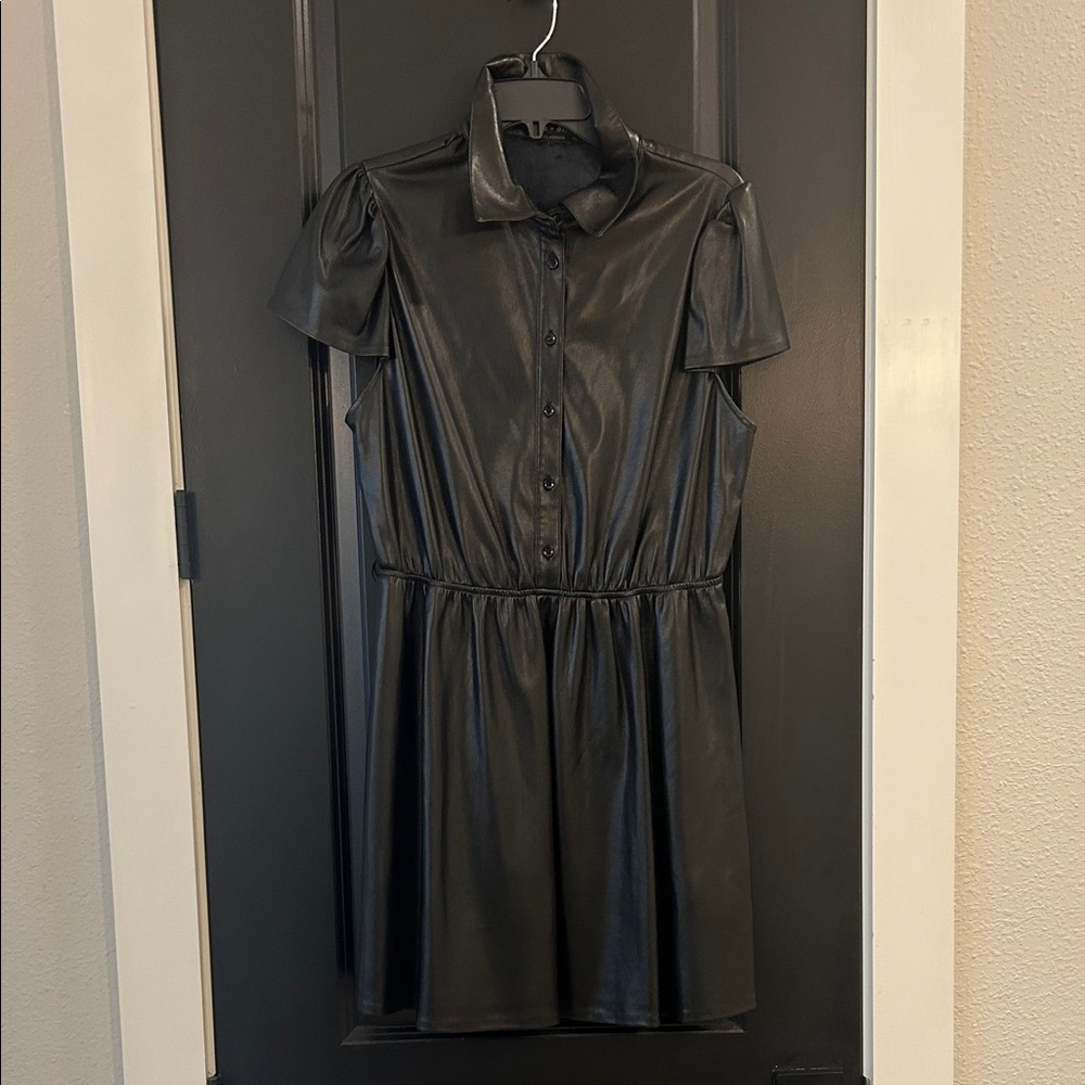 Alice + Olivia Black Faux Leather Mini Dress